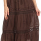 Sakkas Solid Embroidered Gypsy Bohemian Mid Length Cotton Skirt