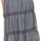 Sakkas Solid Embroidered Gypsy Bohemian Mid Length Cotton Skirt