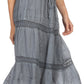Sakkas Solid Embroidered Gypsy Bohemian Mid Length Cotton Skirt