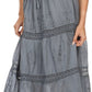Sakkas Solid Embroidered Gypsy Bohemian Mid Length Cotton Skirt