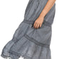 Sakkas Solid Embroidered Gypsy Bohemian Mid Length Cotton Skirt