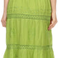 Sakkas Solid Embroidered Gypsy Bohemian Mid Length Cotton Skirt