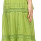 Sakkas Solid Embroidered Gypsy Bohemian Mid Length Cotton Skirt