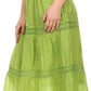 Sakkas Solid Embroidered Gypsy Bohemian Mid Length Cotton Skirt
