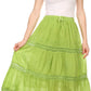 Sakkas Solid Embroidered Gypsy Bohemian Mid Length Cotton Skirt