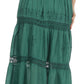 Sakkas Solid Embroidered Gypsy Bohemian Mid Length Cotton Skirt