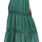 Sakkas Solid Embroidered Gypsy Bohemian Mid Length Cotton Skirt