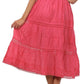 Sakkas Solid Embroidered Gypsy Bohemian Mid Length Cotton Skirt