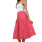 Sakkas Solid Embroidered Gypsy Bohemian Mid Length Cotton Skirt