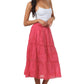 Sakkas Solid Embroidered Gypsy Bohemian Mid Length Cotton Skirt