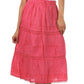 Sakkas Solid Embroidered Gypsy Bohemian Mid Length Cotton Skirt