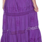 Sakkas Solid Embroidered Gypsy Bohemian Mid Length Cotton Skirt