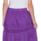 Sakkas Solid Embroidered Gypsy Bohemian Mid Length Cotton Skirt