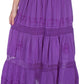 Sakkas Solid Embroidered Gypsy Bohemian Mid Length Cotton Skirt