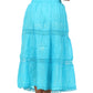 Sakkas Solid Embroidered Gypsy Bohemian Mid Length Cotton Skirt
