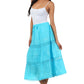 Sakkas Solid Embroidered Gypsy Bohemian Mid Length Cotton Skirt
