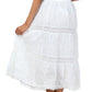 Sakkas Solid Embroidered Gypsy Bohemian Mid Length Cotton Skirt