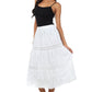 Sakkas Solid Embroidered Gypsy Bohemian Mid Length Cotton Skirt