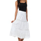 Sakkas Solid Embroidered Gypsy Bohemian Mid Length Cotton Skirt