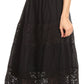 Sakkas Celeste Boho Lace Skirt with Elastic Waistband