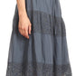 Sakkas Celeste Boho Lace Skirt with Elastic Waistband