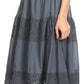 Sakkas Celeste Boho Lace Skirt with Elastic Waistband