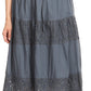 Sakkas Celeste Boho Lace Skirt with Elastic Waistband