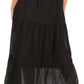 Sakkas Takara Maxi Broomstick Cascading  Peasant Skirt with Elastic Waist