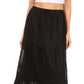Sakkas Takara Maxi Broomstick Cascading  Peasant Skirt with Elastic Waist