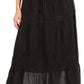 Sakkas Takara Maxi Broomstick Cascading  Peasant Skirt with Elastic Waist
