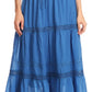 Sakkas Takara Maxi Broomstick Cascading  Peasant Skirt with Elastic Waist