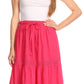 Sakkas Takara Maxi Broomstick Cascading  Peasant Skirt with Elastic Waist