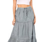 Sakkas Takara Maxi Broomstick Cascading  Peasant Skirt with Elastic Waist