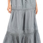 Sakkas Takara Maxi Broomstick Cascading  Peasant Skirt with Elastic Waist