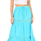 Sakkas Takara Maxi Broomstick Cascading  Peasant Skirt with Elastic Waist