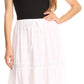 Sakkas Takara Maxi Broomstick Cascading  Peasant Skirt with Elastic Waist