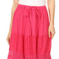 Sakkas Genesis Lightweight Cotton Eyelet Skirt with Elastic Waistband