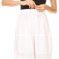 Sakkas Genesis Lightweight Cotton Eyelet Skirt with Elastic Waistband