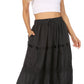 Sakkas Solid Embroidered Gypsy / Bohemian Full / Maxi / Long Cotton Skirt