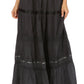 Sakkas Solid Embroidered Gypsy / Bohemian Full / Maxi / Long Cotton Skirt