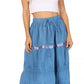 Sakkas Solid Embroidered Gypsy / Bohemian Full / Maxi / Long Cotton Skirt