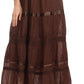 Sakkas Solid Embroidered Gypsy / Bohemian Full / Maxi / Long Cotton Skirt