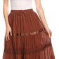 Sakkas Solid Embroidered Gypsy / Bohemian Full / Maxi / Long Cotton Skirt