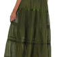 Sakkas Solid Embroidered Gypsy / Bohemian Full / Maxi / Long Cotton Skirt