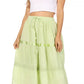 Sakkas Solid Embroidered Gypsy / Bohemian Full / Maxi / Long Cotton Skirt