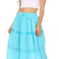 Sakkas Solid Embroidered Gypsy / Bohemian Full / Maxi / Long Cotton Skirt