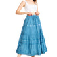 Sakkas Solid Embroidered Gypsy / Bohemian Mid Length Cotton Skirt