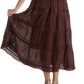 Sakkas Solid Embroidered Gypsy / Bohemian Mid Length Cotton Skirt