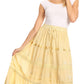 Sakkas Solid Embroidered Gypsy / Bohemian Mid Length Cotton Skirt