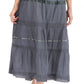 Sakkas Solid Embroidered Gypsy / Bohemian Mid Length Cotton Skirt